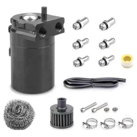 Réservoir de récupération d'huile automobile, récipient de collecte d'huile moteur, réservoir de carburant en aluminium de 300 ml avec filtre à air, type universel, convient à divers véhicules. (1/4)