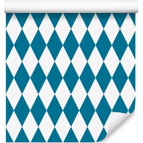 Carta da parati Arlecchino con diamanti turchesi per soggiorno e camera da letto 50x1000 cm (1/5)