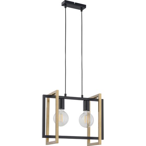 Suspension loft géométrique Eden 2xE27 noir/or Sigma