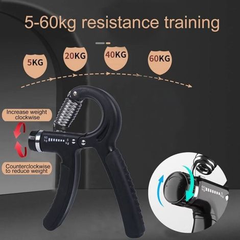Hand Grip Strengthener Muscleurs de Main Appareil de Renforcement des poignée de Main Exercice Musculation 5-60kg Réglable A54 (1/4)