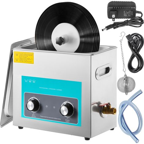 Nettoyeur Ultrasonique pour Vinyles 6L 40kHz, Machine à Disques avec Contrôle par Bouton, Cuve en Acier Inoxydable, Chauffe et Minuteur Mécaniques (1/5)
