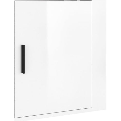 Maison Exclusive - Mesita de noche de pared blanco brillante 50x3