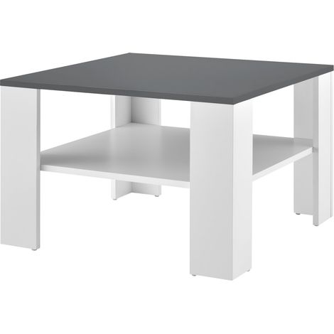 Mesa de centro de salón 60 x 60 x 40 cm blanco y gris oscuro 030008433
