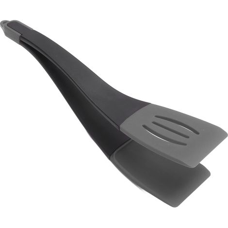 Ustensiles de cuisine, spatule en silicone 3 en 1, spatule combinable étanche, pince à steak, spatule à poisson frit, pince à embouts résistants à la chaleur (gris noir) (1/5)