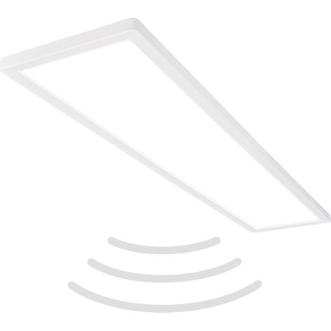 Plafonnier LED avec détecteur de mouvement, plat, IP44 protection contre les éclaboussures, panneau LED, lampe de salle de bain, 98x20x3cm (LxWxH), blanc (1/5)
