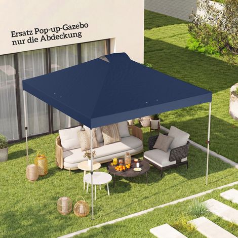 Toiture de pavillon de remplacement. étanche UV50+ avec 8 trous de drainage. 3 x 3 m. bleue