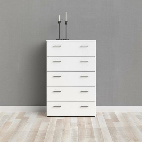 Cassettiera Elise, Settimino multiuso, Comò camera da letto, Mobile con cassetti, 74x36 h114 cm, Bianco (1/5)