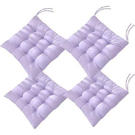 Lot de 4 coussins de chaise avec attaches pour salle à manger, jardin, terrasse, cuisine, salle à manger, 40 x 40 cm (violet) (1/5)