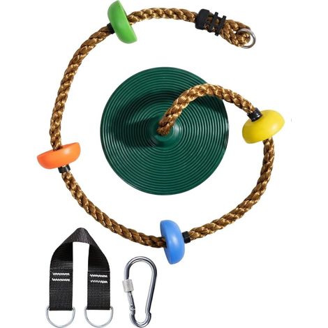 Kletterseilschaukel für Kinder – verstellbar 140-190 cm – Frisbee-Schaukel mit Kletterseil – bis 150 kg – für Garten und Außenbereich (1/5)