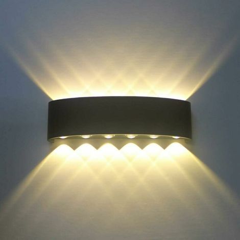 Applique murale intérieure LED 12W – Lumière chaude – Aluminium noir – 80 x 315 mm – Montage mural caché pour salon, chambre, couloir – (1/5)