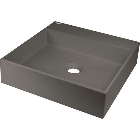 Vasque à poser en granit avec robinetterie anthracite métallique 40x40 cm - Sofyro
