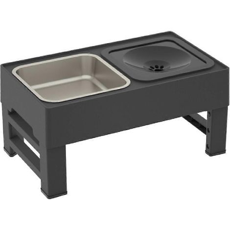Support réglable en hauteur pour gamelle de chat - Table pliable en acier inoxydable avec revêtement antidérapant A (1/5)