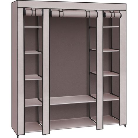 SONGMICS LSF003P02 Armoire en Tissu, Armoire Portable pour Chambre à Coucher, Porte-vêtements, 45 x 150 x 175 cm, 12 Compartiments, Structure en métal, Rose poussiéreux (1/5)