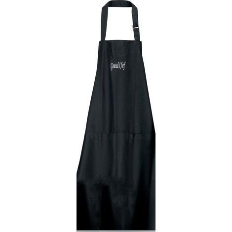 Tablier de Cuisine 100% Coton Brodé avec Grande Poche Centrale Noir 75 x 90 cm - PANGIVO
