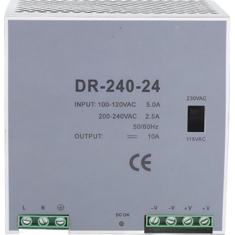 Alimentation à découpage 48V 240W, convertisseur AC-DC sur rail DIN, entrée 100-120V/200-240V, protection contre les surcharges, transformateur de puissance
