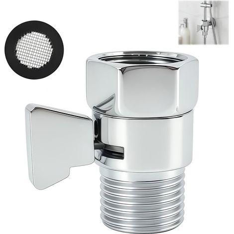 Vanne d’arrêt douche 1/2 pouce en laiton massif avec filetage G 1/2, finition chromée poli, Stop douche pour bras de douche, pommeau et système de pulvérisation, Installation facile et anti-fuite (1/5)