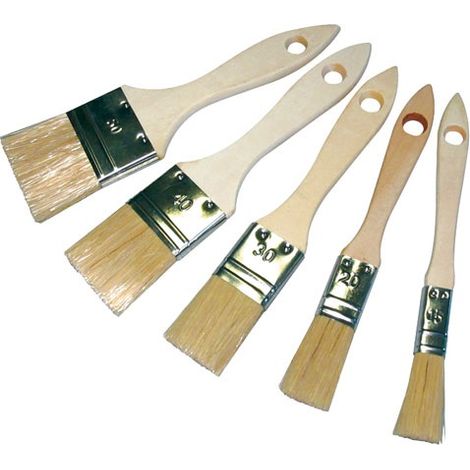 Lot de 5 pinceaux plats 15/20/30/40/50 mm – Manche en bois – Pour peinture précise sur surfaces variées – Savy