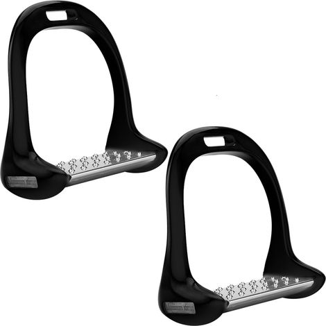 Étrier d'équitation en acier inoxydable antidérapant, selle en aluminium peinte en noir (1/5)