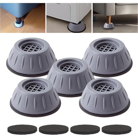 Set di 5 piedini antivibranti per lavatrici, cuscinetti antiscivolo e antivibranti per lavatrici e asciugatrici, protezione per pavimenti per lavatrici e asciugatrici