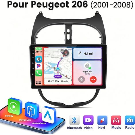 9 pouces Carplay Autoradio pour Peugeot 206 (2001-2008) Android 64GB BT JUNSUN (1/5)