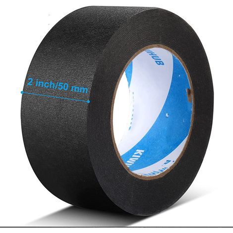 Masking Tape - Ruban de Masquage Noir 5 cm x 50 m - Adhésif Moyen pour Peinture Murale, Bois, Verre, Métal, Travaux DIY et Étiquetage - 1 Rouleau (1/4)