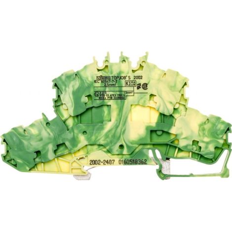 Connecteur de rail à deux niveaux 2,5 mm² jaune-vert 2002-2407 topjobs