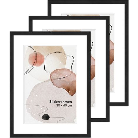 Lot cadre photo 30x40 par 3, cadres photo noir, cadres photos 40x30 cm, set cadre bois, encadrement tableau à suspendre, kit galerie murale, picture frame H950 (1/5)