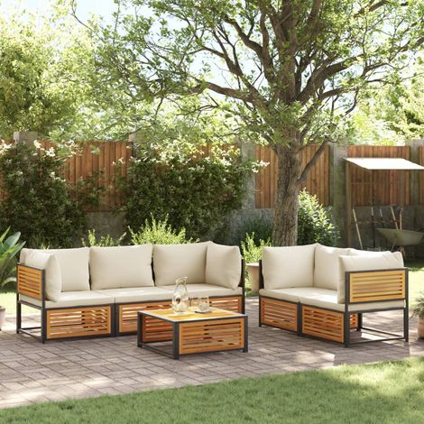 Salon de jardin avec coussins 6 pcs bois d'acacia solide (1/5)