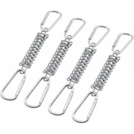 4 Pcs Boucle Ressort Tension Fixation Store - Voile D'ombrage Fixations Accessoires en Acier Inoxydable avec 4 Ressorts HéLicoïdaux 8 Mousquetons pour Tentes Auvents Camping (1/4)