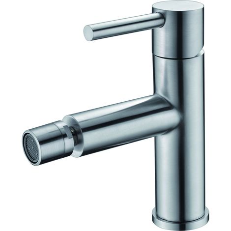IMEX grifería bidet en latón con acabado acero inoxidable S316 anticorrosión cartucho cerámico Ø25 mm y set 2 flexibles 3-8 modelo BDK034-2 serie Moscú (1/2)
