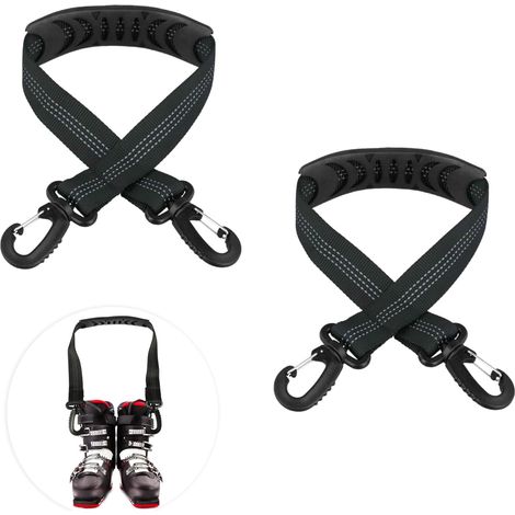 2pcs Sangles Porte Ski, 52,5x2,5cm Portable Sangles Chaussure Ski avec Patin Antidérapant et Boucles à Double Extrémité, Hiver Bandoulière de Transport Ski Accessoires de Ski (1/5)