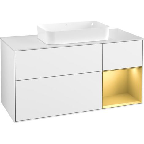 V&B Waschtischunterschrank Finion 120x60 cm, Reg re gol m, glo wh. lacquer (1/2)