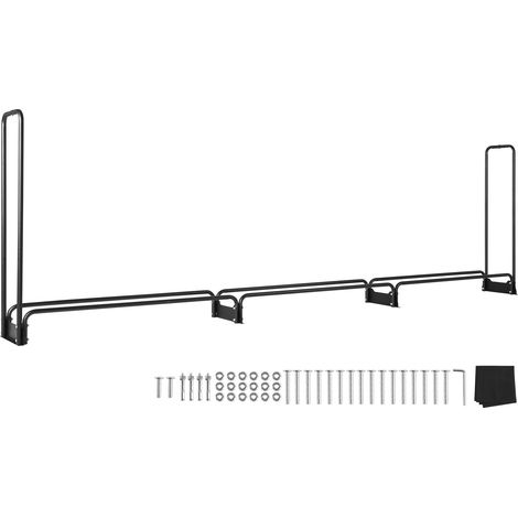 Support de bois de chauffage extérieur 3,9m avec housse imperméable 600D, 386x36x117cm, robuste pour cheminée, terrasse, stockage intérieur/extérieur de 3/4 corde. (1/5)