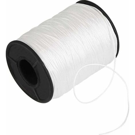 Lot de 150 yards de corde d'ombrage tressée en polyéthylène - diamètre 1 mm - pour stores vénitiens, rideaux, persiennes et jardinage - blanc (1/4)