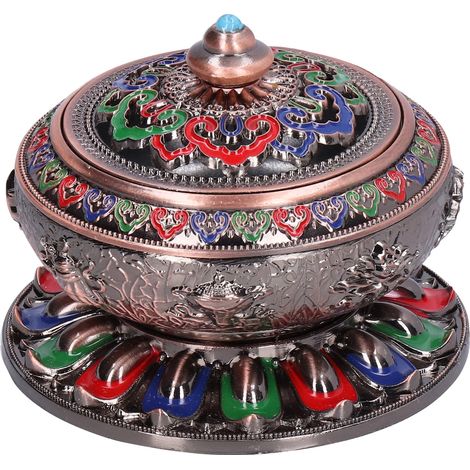 Encensoir Vintage en Alliage de Cuivre, Porte-Encens pour Salon et Cérémonie du Thé, Décor Artisanal Rouge Coloré (1/5)