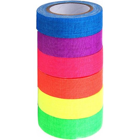 Ruban adhésif décoratif lumineux - Ruban néon disponible en 6 couleurs néon - Rouleau de 5 m x 1,5 cm