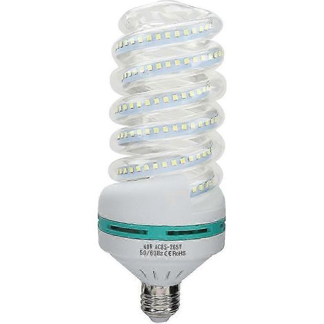 Ampoule LED spirale E27 à économie d'énergie, lumière blanche brillante, 180-240 V CA, 40 W (1/5)