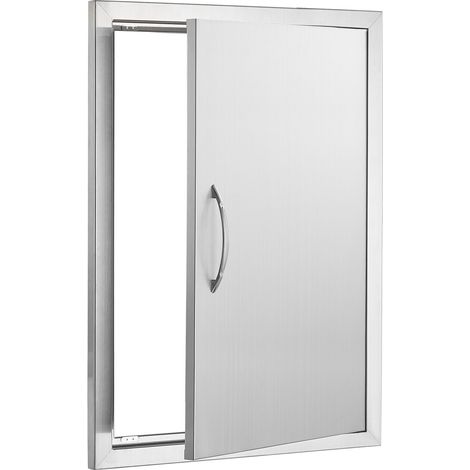 Porte d'accès BBQ 508x686 mm, inox à fleur de mur, avec poignée, pour îlot de cuisson extérieur et meuble de jardin. (1/5)