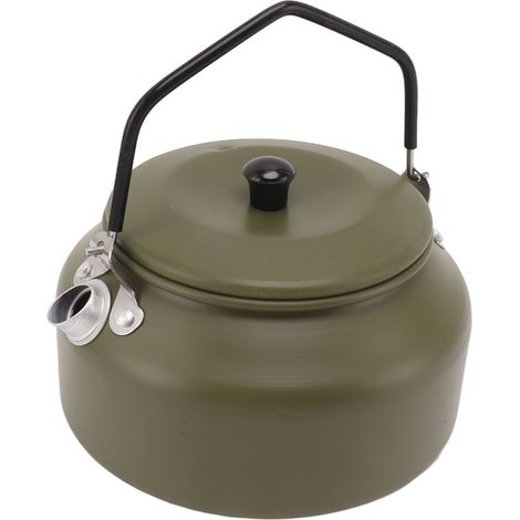0,9-Liter-Multifunktions-Wasserkocher für Camping, lebensmittelechte Aluminiumlegierung, tragbarer Teekessel für Picknicks, Wanderungen und Outdoor-Aktivitäten, Armeegrün (1/5)
