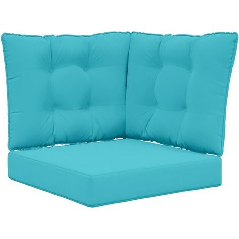Ensemble de trois coussins pour canapé d'extérieur, en polyester turquoise (1/5)