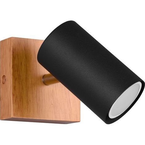 Applique murale en bois naturel noir, spot réglable pour éclairage de salon, plafonnier et spot d'intérieur (1/5)