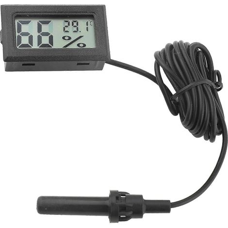 Thermomètre et hygromètre numérique carr avec sonde, ligne de 1,5 m noir (1/5)