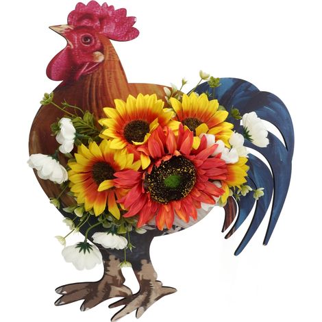 Türkranz mit Hühnermotiv, rustikale und wunderschöne Wandgirlande mit künstlichen Sonnenblumen – Dekoration für Bauernhäuser und den Unabhängigkeitstag (1/5)