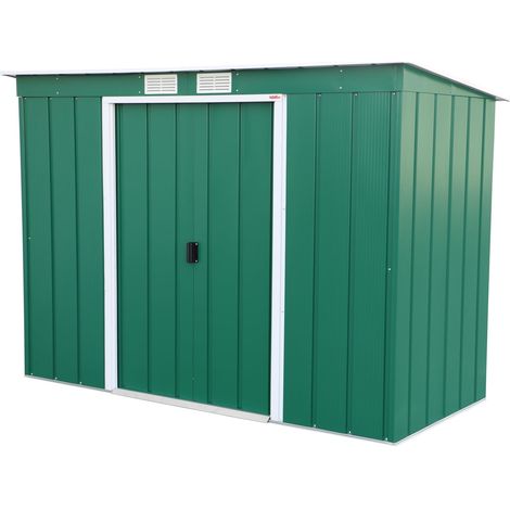 abri de jardin en métal à toit pentu, abri de jardin en métal galvanisé à chaud, abri de stockage d'outils, structure de toit renforcée, vert (1/5)