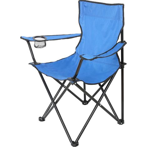 Chaise de Camping Pliable, Chargeable jusqu'à 100 kg, Hauteur du siège 40 cm, avec Porte-Boisson et Sac, léger, 80 x 50 x 47 cm, Bleu (1/5)