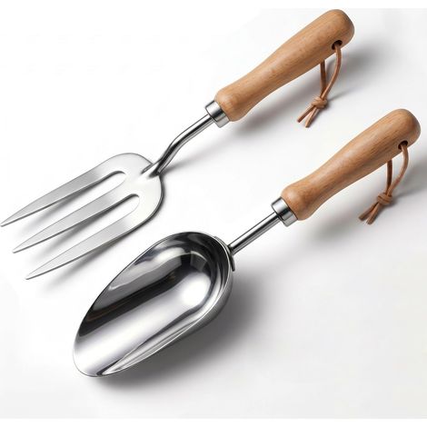 2 Outils de Jardinage en Acier 32x8cm et 32x9x3.5cm Transplantoir Truelle Jardinage Petite Pelle de Jardin pour Repiquer des Plants Désherber et Aérer la Terre (1/5)