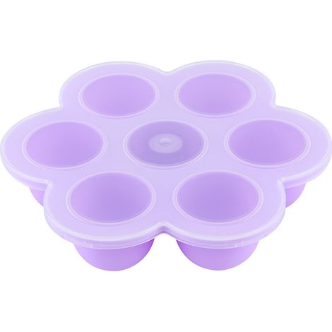 Moule à glaçons silicone en forme de fleur 7 cavités avec couvercle, ustensile de cuisine violet (1/5)