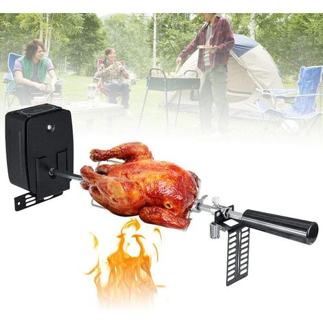 Set de tournebroche pour barbecue avec moteur 106 cm avec 2 aiguilles à viande pour barbecue au charbon de bois, barbecue à gaz et brochettes