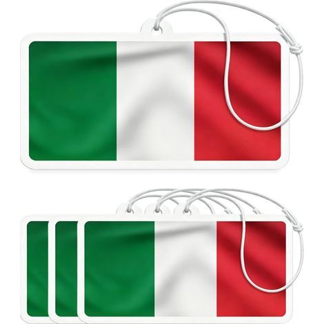 4 Désodorisant Voiture Drapeau Italie, parfum agrumes et jasmin, accessoire supporter football pour rétroviseur, lot de 4 cartes parfumées longue durée (1/5)