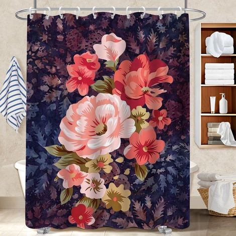 Rideau de bain 180x180 avec œillets rideau étanche pour un printemps fleuri dans la salle de bain (1/5)